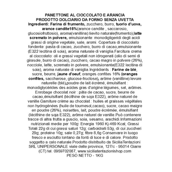 Panettone al cioccolato e arancia Panettone al cioccolato fondente e arance candite di Sicilia