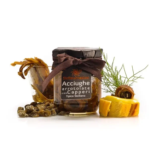 Acciughe arrotolate con capperi