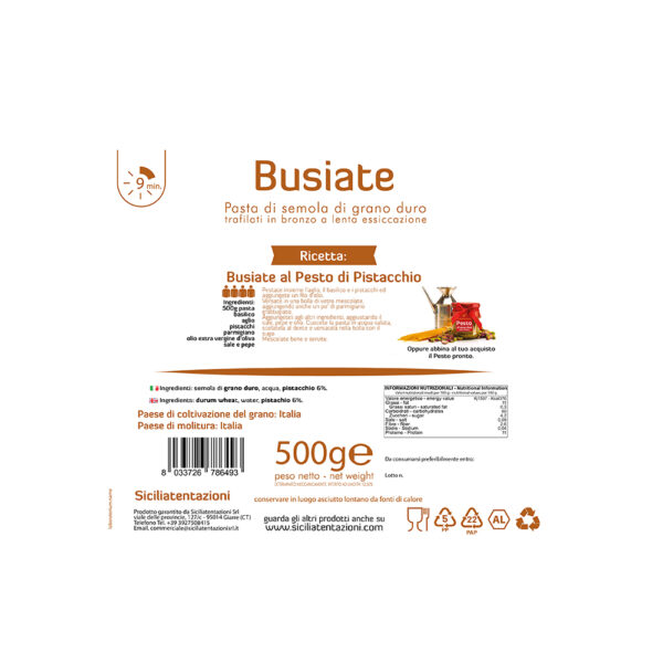Busiate corte al Pistacchio