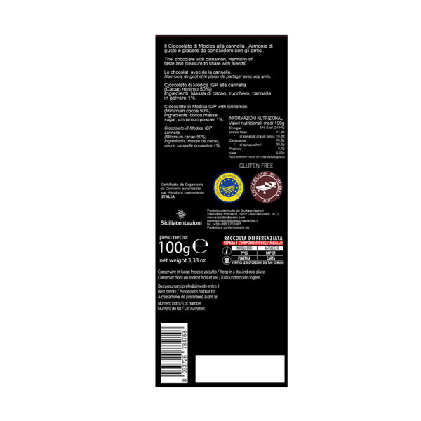 Cioccolato di Modica IGP alla cannella
