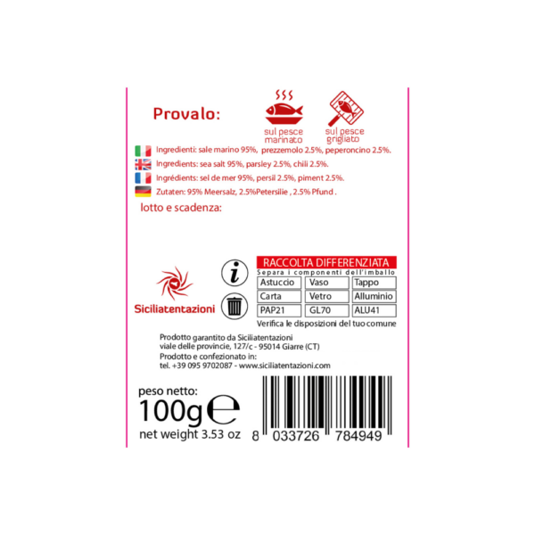 Sale marino di Sicilia al peperoncino e prezzemolo